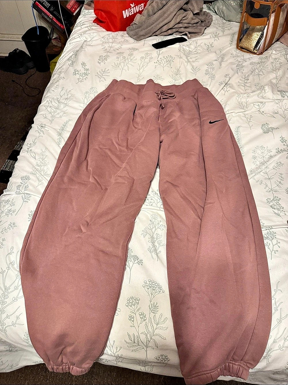 Nike Phoenix Fleece Crew and Pants Set mauve LG